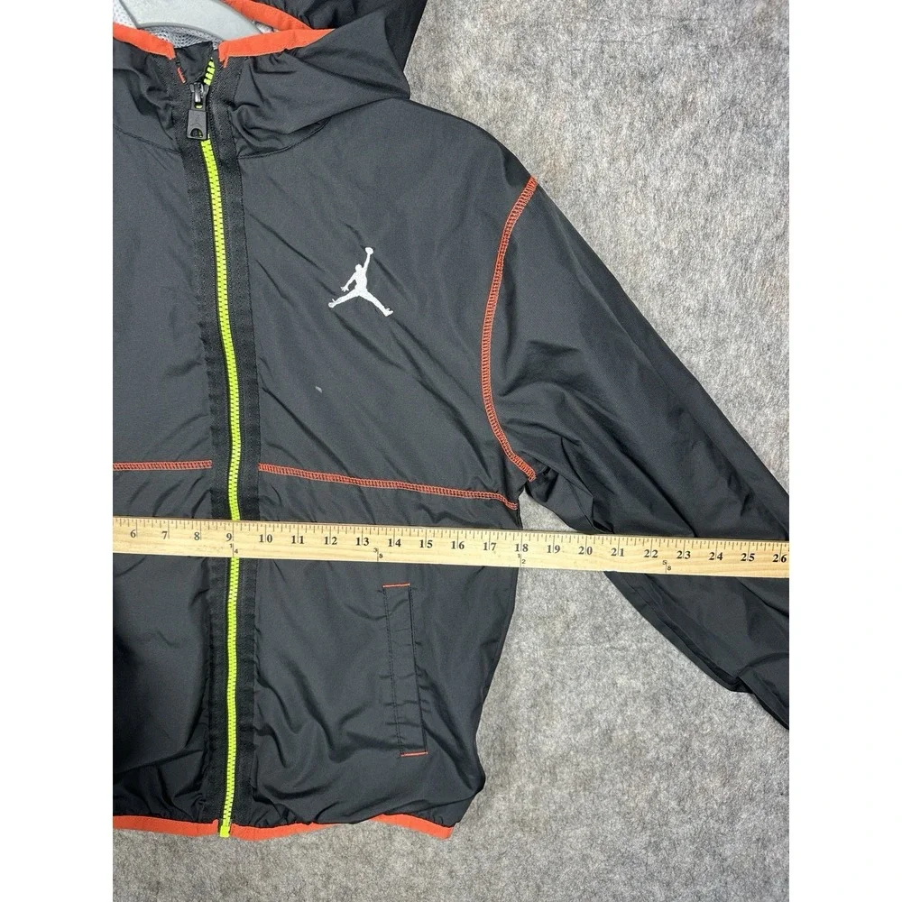 Jordan Boys Windbreaker Jacket Youth L 12-13 Black Orange Neon Full Zip
